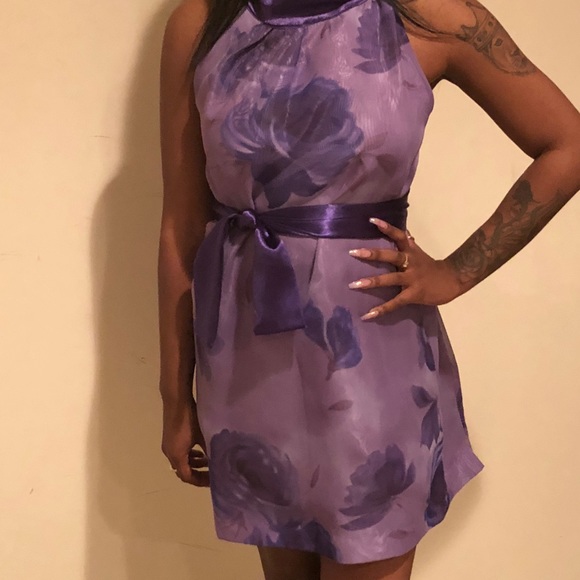 Purple chiffon Mini Dress - Picture 2 of 5